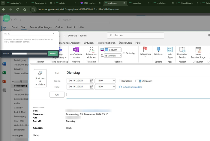 Outlook E-Mail als Termin Besprechung abspeichern