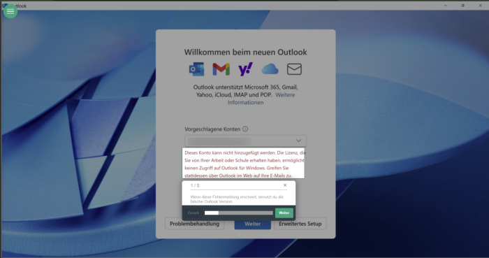 Outlook Lizenz nicht gültig